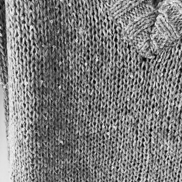 Mudd Womens Junior Silver Gray Sparkly Sequin Long Sleeve Pullover  Sweater M - Picture 10 of 13